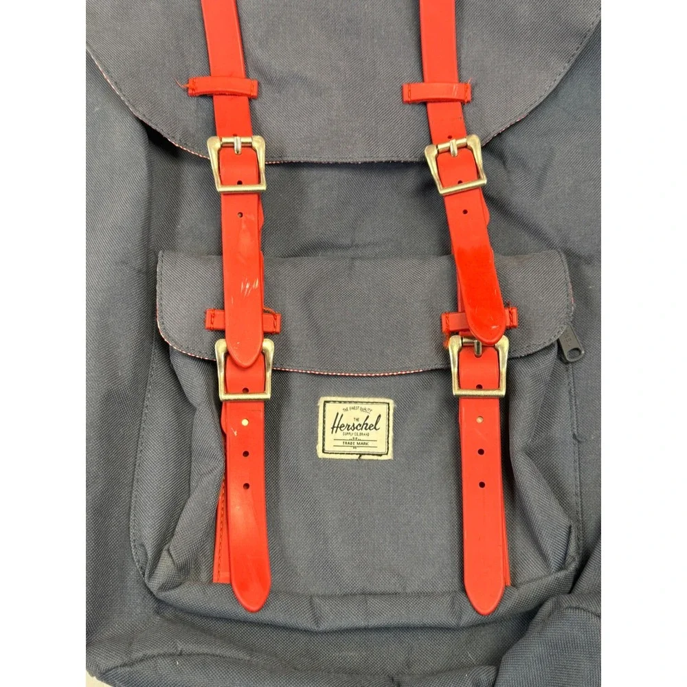 Herschel Supply Co Backpack Blue Red Straps Roll‎ Top Casual Everyday Travel